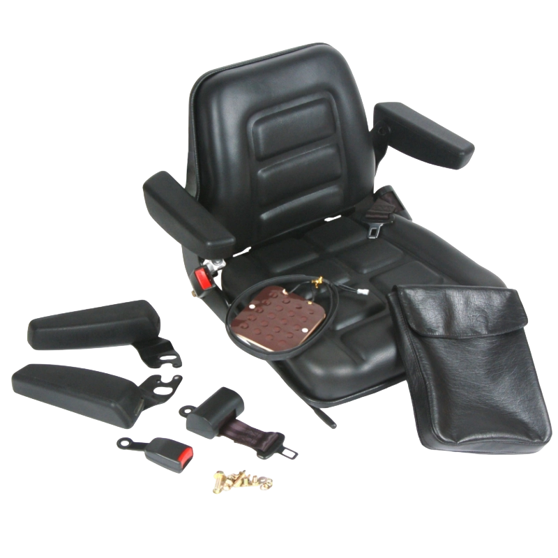 BF1-1 เบาะนั่งรถยกที่ผ่านการรับรองตามหลักสรีรศาสตร์ที่ทนทานสำหรับรถยกแบบสันดาปภายในพร้อมไวนิลสีดำ